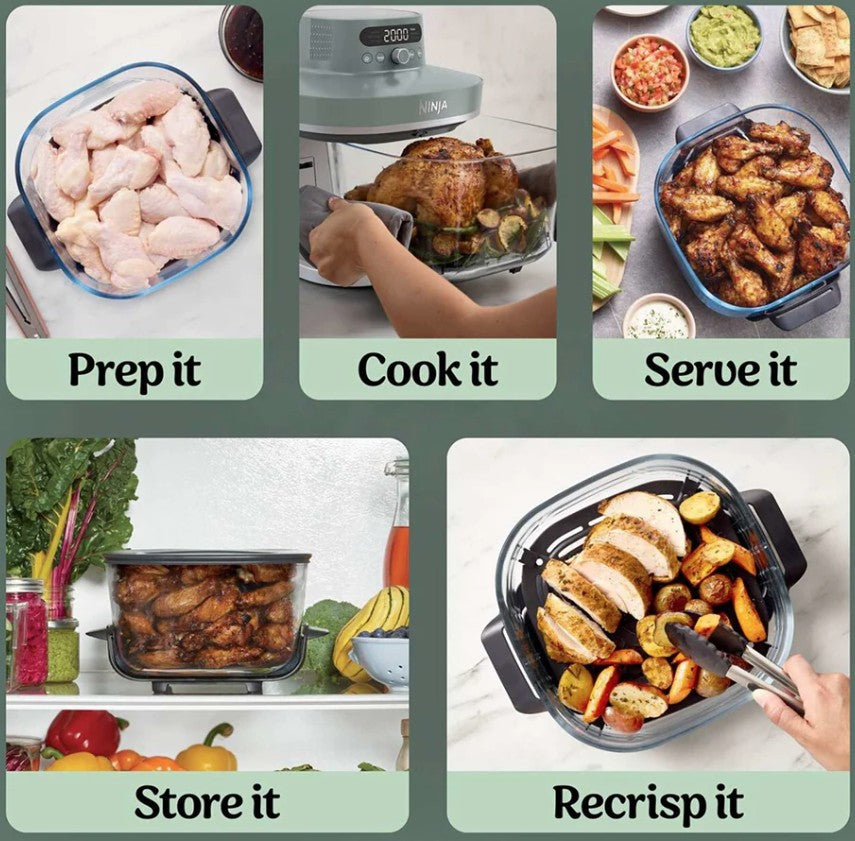 NINJA CRISPI PRO 7 IN 1 GLASS AIR FRYER GREY | AS101UKGY