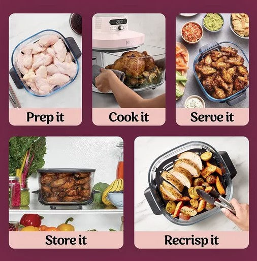 NINJA CRISPI PRO 7 IN 1 GLASS AIR FRYER ROSE | AS101UKRS