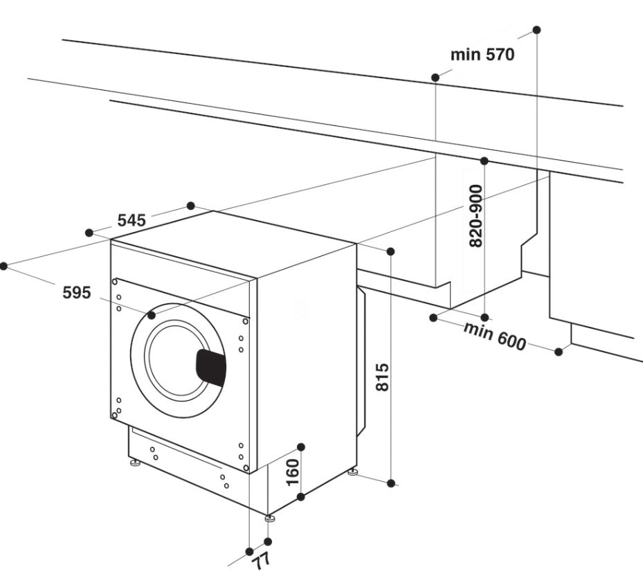 HOTPOINT 7KG 1400RPM BUILT IN WASHING MACHINE | BIWMHG71483UKN