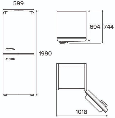 CDA FREESTANDING FRIDGE FREEZER 60:40 ROSE | CDAFLORENCETROSE