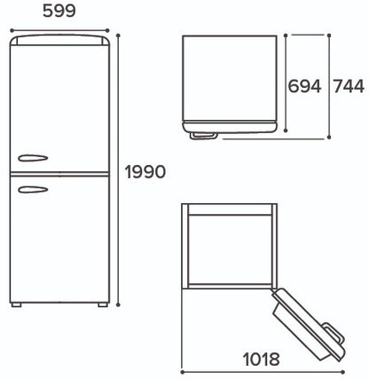 CDA FREESTANDING FRIDGE FREEZER 60:40 ROSE | CDAFLORENCETROSE