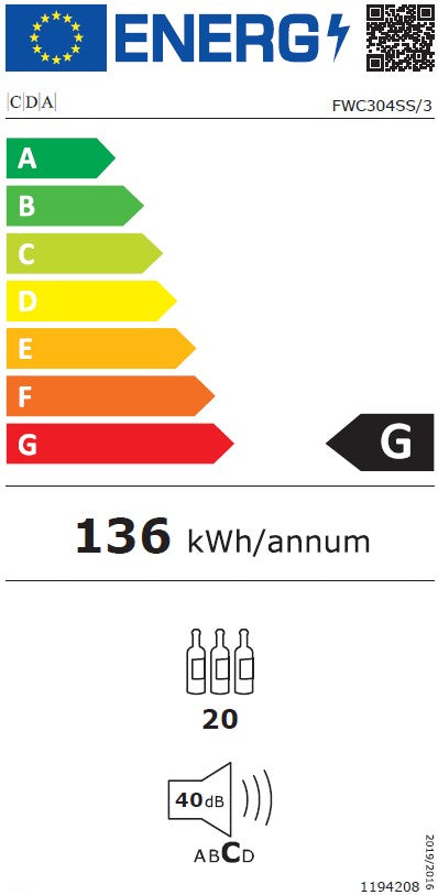 CDA 30CM FREESTANDING WINE COOLER ST-ST | CFWC304SS