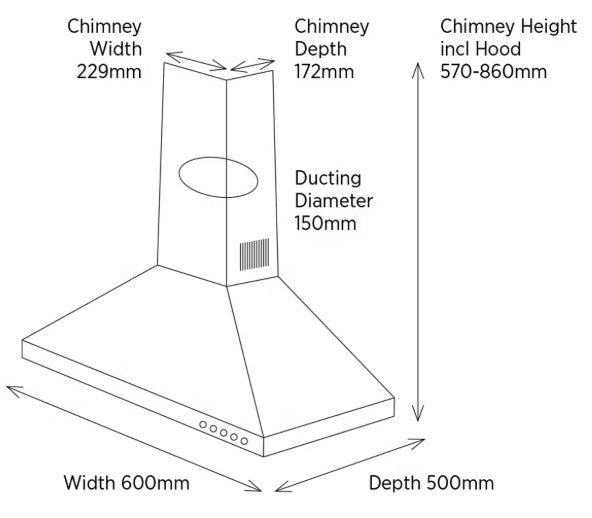 BELLING 60CM CHIMNEY HOOD BLACK | CHIM600RBLK