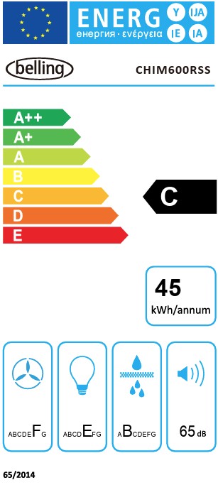 BELLING 60CM CHIMNEY HOOD SS | CHIM600RSS