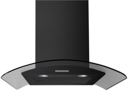 BELLING 60CM CURVED GLASS CHIMNEY HOOD BLACK | CHIM604GBLK
