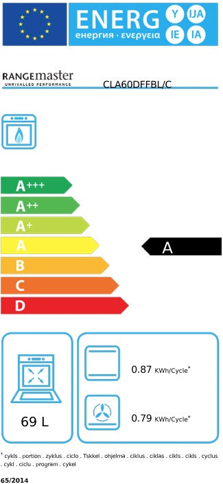 RANGEMASTER CLASSIC 60CM DUAL FUEL COOKER BLACK | CLA60DFFBLCWR
