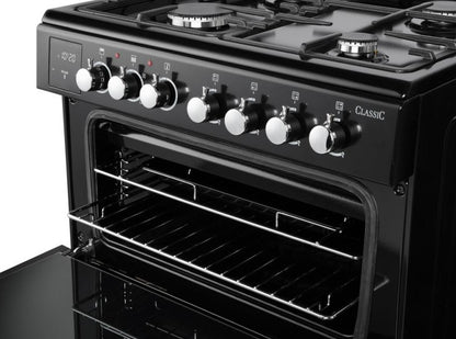 RANGEMASTER CLASSIC 60CM DUAL FUEL COOKER BLACK | CLA60DFFBLCWR