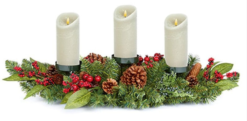 80CM  RED BERRY TRIPLE CANDLE HOLDER | DF127586