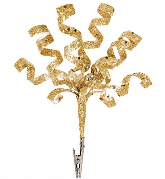 20CM GOLD GLITTER SPIRALS CLIP ON | DF205287CG