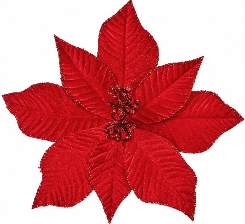 25CM RED VELVET POINSETTIA  FLOWER | DF241763R