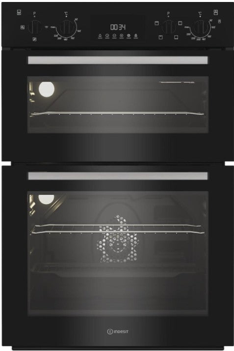 INDESIT BUILT IN DOUBLE OVEN BLACK | DII10DB