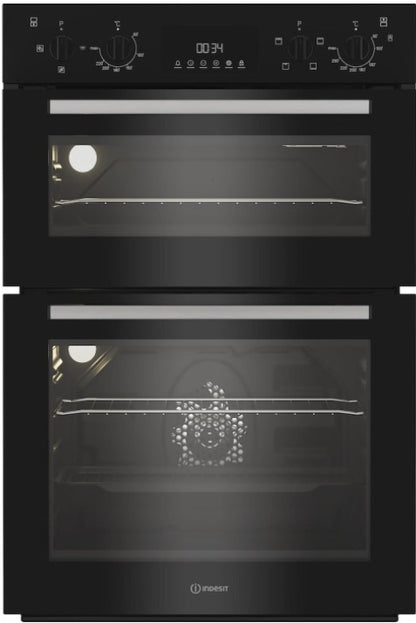INDESIT BUILT IN DOUBLE OVEN BLACK | DII10DB