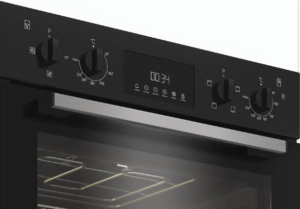 INDESIT BUILT IN DOUBLE OVEN BLACK | DII10DB