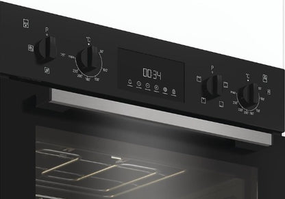 INDESIT BUILT IN DOUBLE OVEN BLACK | DII10DB