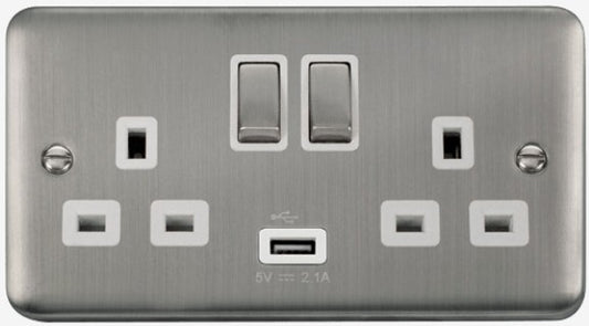 2 GANG 13A SWITCHED SOCKET 2.1A USB | DPSS570WH