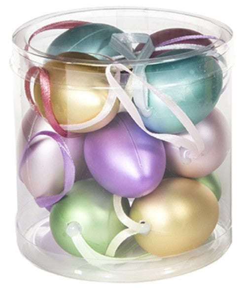 12PC 4CM METALLIC HANGING EGGS | EA240311