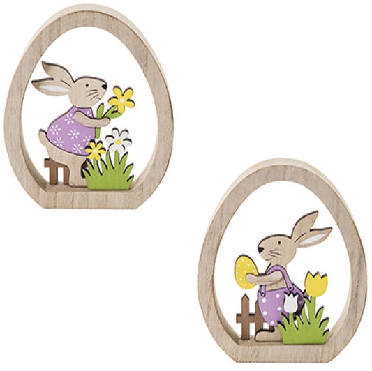 15CM EGG SHAPED RABBIT SCENE | EA240329