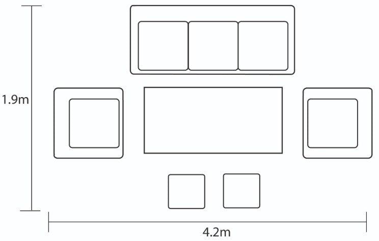 EDEN 3 SEAT LOUNGE SET NOIR | EDEN3SEATLOUNGESETNO