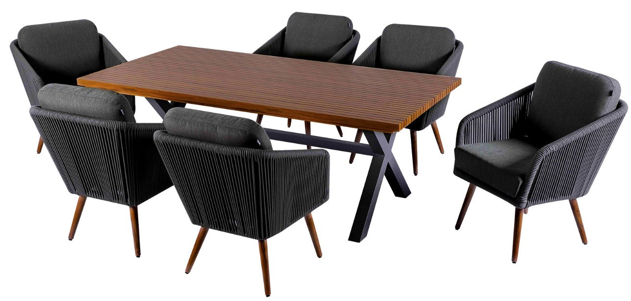 EDEN 6 SEAT RECTANGULAR SET NOIR | EDEN6SEATRECTSETNOIR