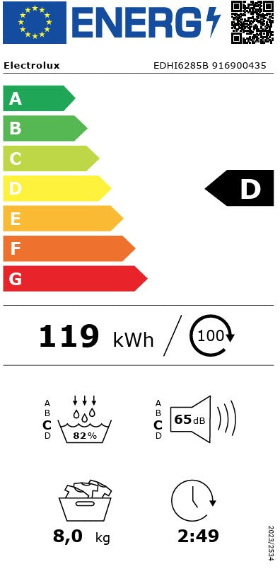 ELECTROLUX 8KG HEAT PUMP TUMBLE DRYER WHITE | EDHI6285B