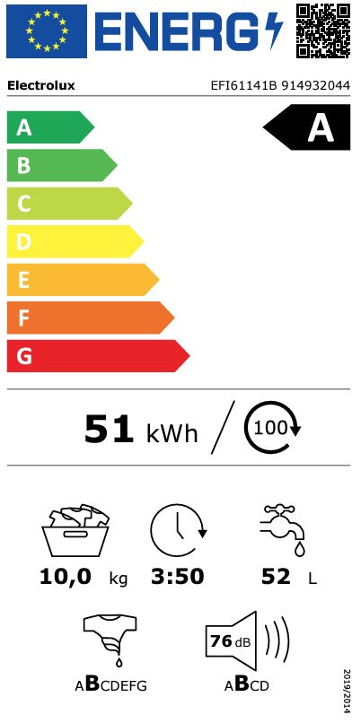 ELECTROLUX 10KG 1400RPM WASHING MACHINE A ENERGY W | EFI61141B