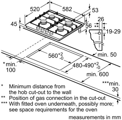 SIEMENS IQ300 60CM 4 BURNER GAS HOB STAINLESS STEE | EG6B5PB90