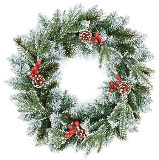 50CM NEW JERSEY WREATH PVC TIPS WITH BERRIES AND C | FTW199202DW