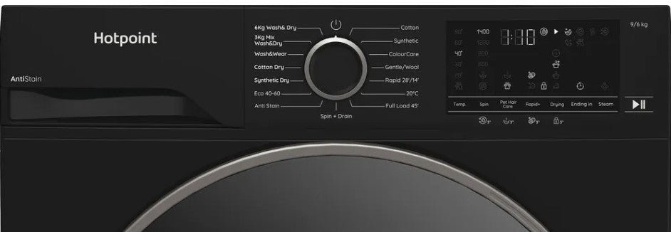 HOTPOINT 9KG 1400RPM 6KG DRY WASHER DRYER BLACK | HBD9681BANTISTAIN