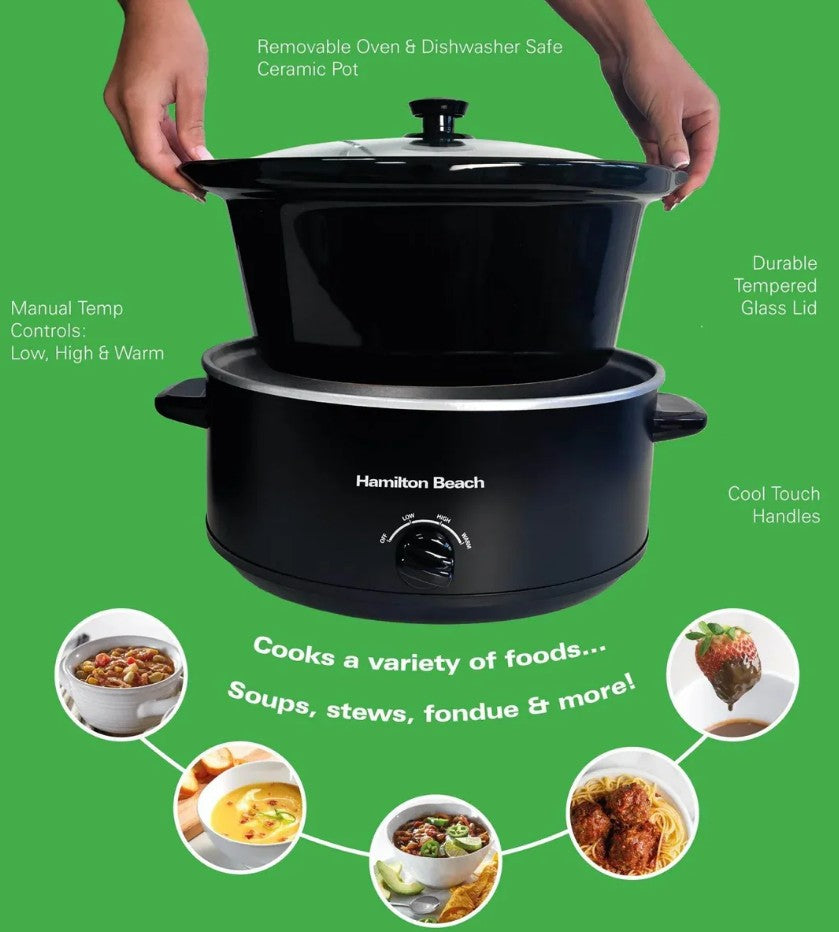HAMILTON BEACH 6.5 LITRE SLOW COOKER BLACK | HBSC070B