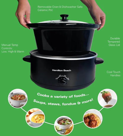 HAMILTON BEACH 6.5 LITRE SLOW COOKER BLACK | HBSC070B