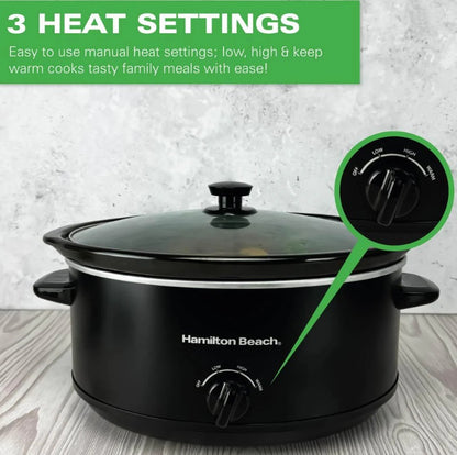 HAMILTON BEACH 6.5 LITRE SLOW COOKER BLACK | HBSC070B