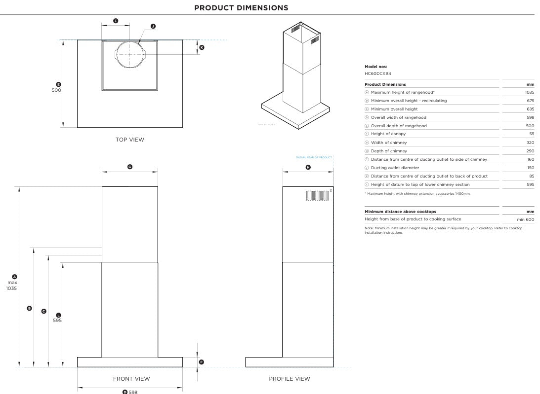 FISHER & PAYKEL 60CM SERIES 7 CHIMNET HOOD ST-ST | HC60BCXB4