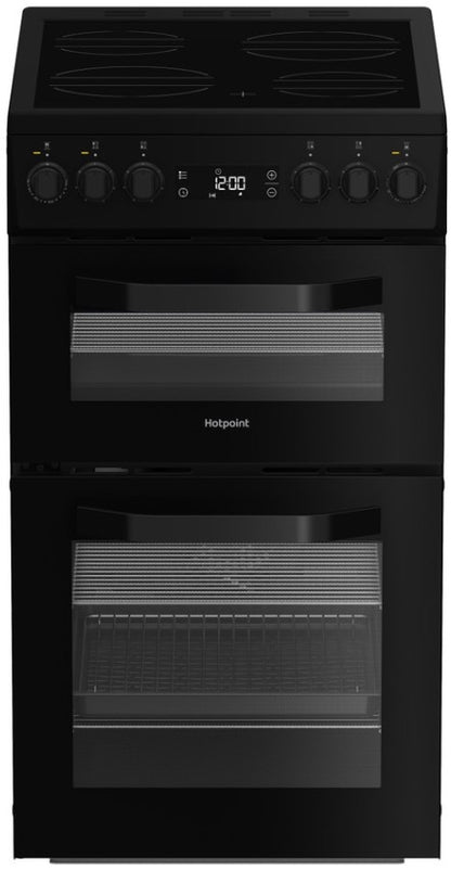HOTPOINT 50CM CERAMIC  FREESTANDING COOKER BLACK | HDE5VDCB