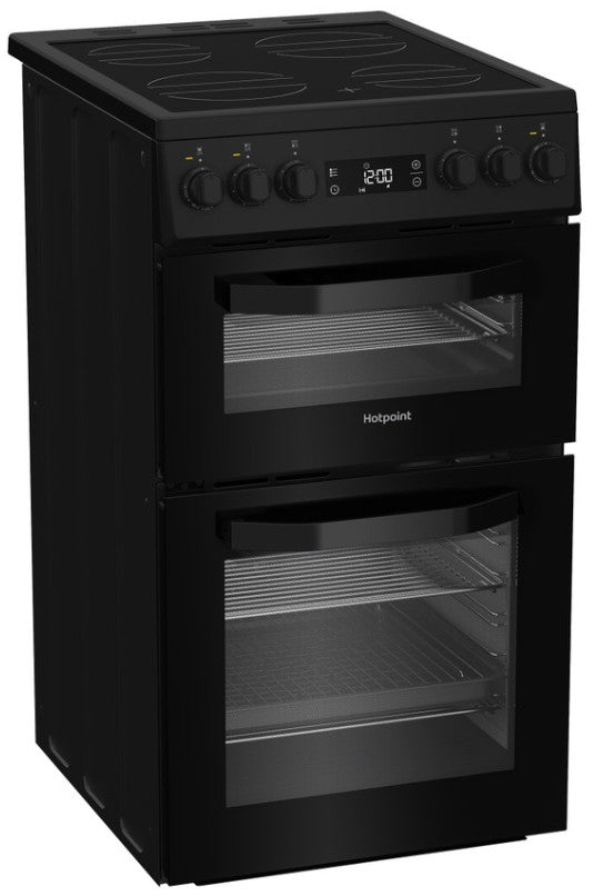 HOTPOINT 50CM CERAMIC  FREESTANDING COOKER BLACK | HDE5VDCB