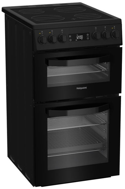 HOTPOINT 50CM CERAMIC  FREESTANDING COOKER BLACK | HDE5VDCB