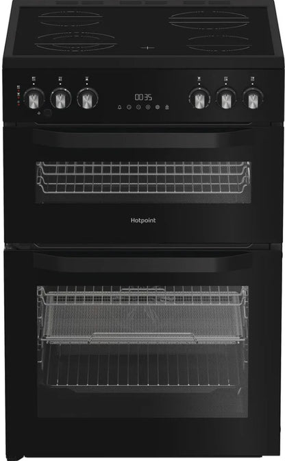 HOTPOINT 60CM FREESTANDING COOKER CERAMIC BLACK | HDE6VDCASB1