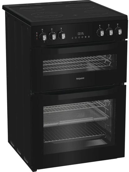 HOTPOINT 60CM FREESTANDING COOKER CERAMIC BLACK | HDE6VDCASB1
