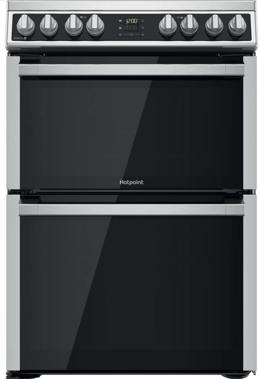 HOTPOINT 60CM FREESTANDING CERAMIC COOKER ST STEEL | HDM67V8D2CXUK