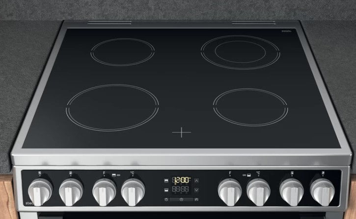 HOTPOINT 60CM FREESTANDING CERAMIC COOKER ST STEEL | HDM67V8D2CXUK