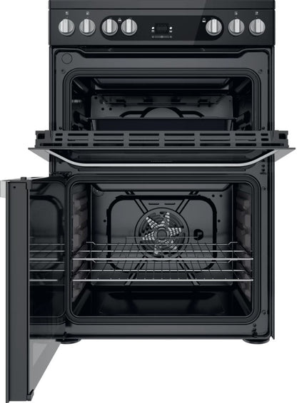 HOTPOINT 60CM FREESTANDING CERAMIC COOKER BLACK | HDM67V9HCB