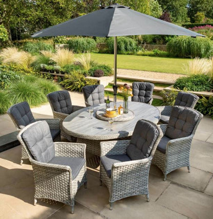 HERITAGE 8 SEAT OVAL SET LAZY SUSAN PARASOL + BASE | HERITAGE8SEATOVALSET