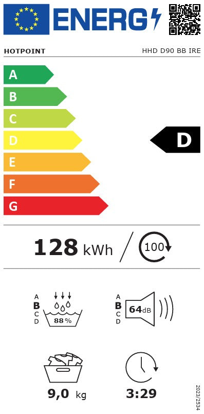 HOTPOINT 9KG HEAT PUMP DRYER BLACK | HHDD90BBIRE