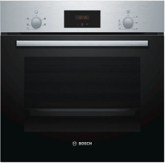 BOSCH BUILT IN SINGLE OVEN BRUSHED STEEL | HHF113BROB