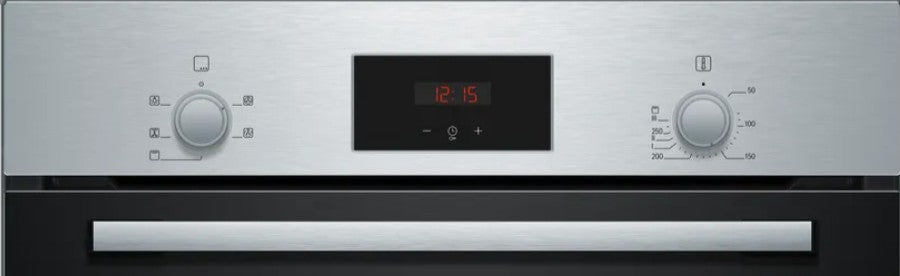 BOSCH BUILT IN SINGLE OVEN BRUSHED STEEL | HHF113BROB