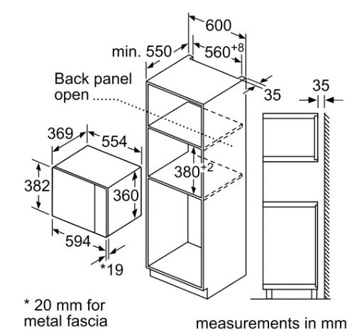 NEFF BUILT IN MICROWAVE 25 LITRE SS | HLAWD53NOB