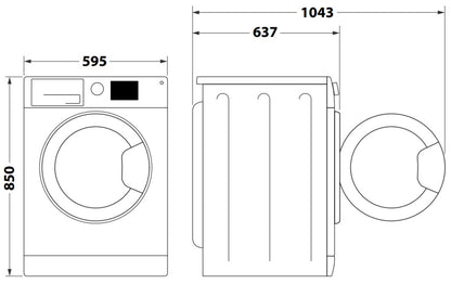 HOTPOINT 9KG 1400RPM WASHING MACHINE WHITE | HNR9W64WSIRE