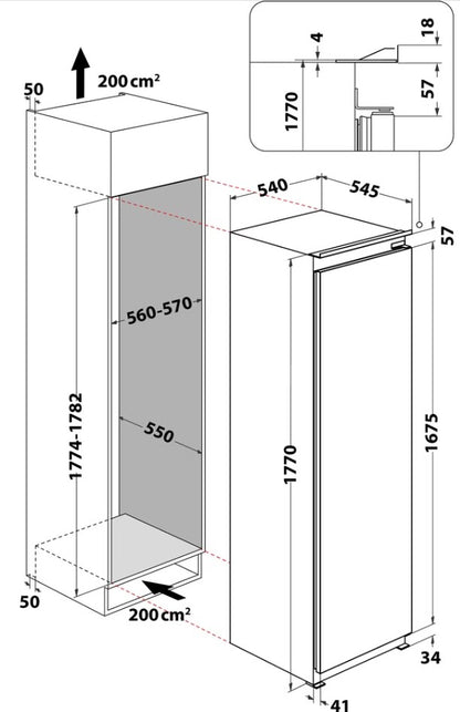 HOTPOINT BUILT IN TALL LARDER FRIDGE  | HS18012UK