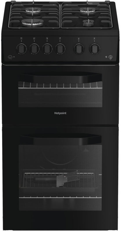 HOTPOINT 50CM TWIN GAS COOKER BLACK | HTG5GCB