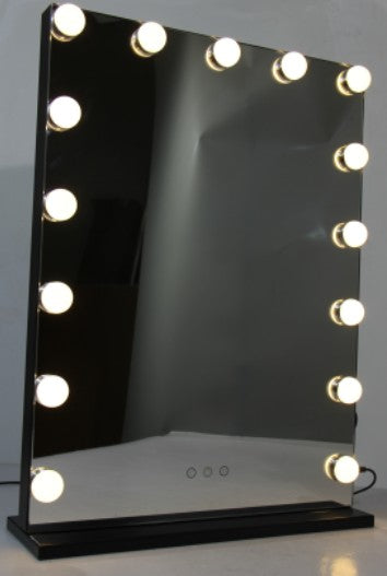 HOLLYWOOD LED MIRROR PORTRAIT USB BLACK | HW003BL