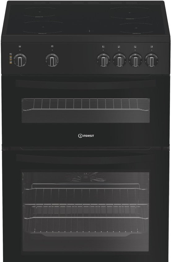 INDESIT 60CM FREESTANDING CERAMIC  COOKER BLACK | IDE6VMB